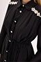 Ribbed Poplin Julia Dress - Shoulder Stone Detail, Black - 2