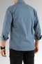 Men's Blue Slim Fit Denim Shirt - Snap Button, Double Pocket, Cotton - 4