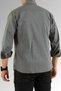 Men's Gray Slim Fit Snap Button Double Pocket Cotton Denim Shirt - 4
