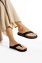 Perla Women's Black Fabric Flip Flops Comfortable Pool Beach Slippers Flip Flops - 3