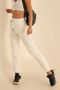 Women's High Waist Fleece Three Thread White Sweatpants - 3