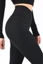 Women's Black Winter Fleece High Waist Ribbed Leggings - 5