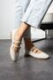 Beige Patent Leather Women's Double Belted Flat Sole Ballerinas - 5