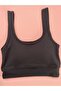 Women's 2 Pieces Ribbed Fabric Blouse with Thick Straps and Removable Pads - Half Undershirt (Stone Grey-Black) - 3