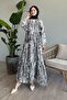 Black Viscose Batik Marbled Dress