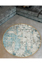 Mira Round Blue in White Tones Woven Base Modern Decorative Carpet 5550