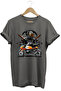 Motorcycle Gray T-Shirt Katana Motor Wolf and Biker Printed Regular Fit 100% Cotton Gray T-Shirt