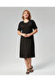 Women's Short Sleeve Wide Black Dress - 2