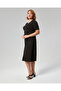 Women's Short Sleeve Wide Black Dress - 4