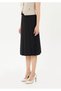 Knee Length A-Line Black Wide Pleated Woven Skirt - 7