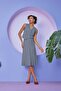 Knee Length A-Line Gray Color Wide Pleated Woven Skirt - 3