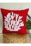Punch punch Cushion Cover , coral pattern, bohemian design, handmade, handcrafted, red color, 43x43 cm.