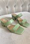 Women's Mint Green Comfortable Heeled Shoes - 3