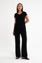 Women's Cotton Soft Textured Lycra Stretch Fabric Basic Black V-Neck T-Shirt - 8
