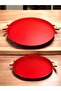 2 Liter Wooden Handle 51 cm Metal Tray and 45 cm Red Tray Tea Coffee Presentation Tray