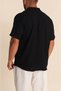 Men's Black Color Short Sleeve Apaj Collar Ayrobin Shirt - 4
