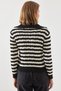 Women's Black Ecru Hairline Polo Collar Sweater 20247505 - 4
