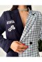 Navy Blue Plaid Patterned Design Premium Women's Jacket - 5
