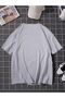 Oversize Unisex Gray Cute Little Cat Printed T-shirt - 2