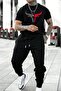 Bull Head Sweatpants T-Shirt - Black Jogger T-Shirt Sweatpants Set Oversized Crew Neck