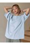 Fructification T-Shirt - Baby Blue Printed Crew Neck Short Sleeve Loose - 2