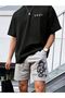 Dragon T-shirt Shorts - Black Gray Short T-Shirt Top and Bottom Set Printed Oversize Crew Neck
