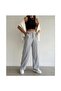 Women's Black Striped 2 Thread Wide Leg Sweatpants - 2