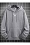 Geyik Logo Sweatshirt - Gray Printed Oversize Ribbon Hoodie - 2