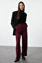 Burgundy Straight Cut Woven Fabric Trousers TWOAW22PL0321 - 2