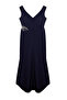 Plus Size Navy Blue V-Neck Sleeveless Jewelled Slit Evening Dress - TBBSS24AD00005 - 7