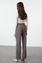 Anthracite Straight/Straight Cut High Waist Rib Stitching Woven Pants Twoss21Pl0093 - 6