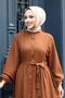 Buttoned Layered Detailed Ferace Brown 4422 - 2