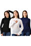 Women's 3-Pack Finger Detailed Bodysuit 31756 Black-White-Dark Blue