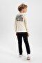 Boy's Back Printed Long Sleeve Combed Cotton Pajamas Set B2286A823Wn