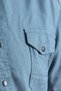 Men's Blue Slim Fit Denim Shirt - Snap Button, Double Pocket, Cotton - 5