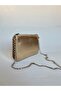 Women's Gold Studded Crisscross Straps - Wallet , Detailed , Faux Leather Crisscross Straps - 3