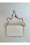 Women's White Studded Crisscross Straps - Bag , Detailed , Faux Leather Crisscross Straps - 5
