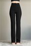 New Season Black High Waist Ribbed Stitched Gathering Palazzo Women's Trousers - 2