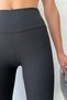 Women's Black Winter Fleece High Waist Ribbed Leggings - 4