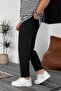 Boyfriend Men's Stitched Waffle Fabric Elastic Waist Black Jogger - 6