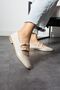 Beige Patent Leather Women's Double Belted Flat Sole Ballerinas - 4
