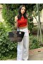 Jute Straw Looking Handbag Beach Bag Shoulder Bag - 2