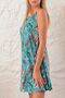 Women's Mint Leaf Patterned Cotton Single Jersey Halter Neck Rope Strap Summer Beach Dress Mini Length Loose Dress - 8