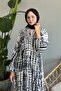 Black Viscose Batik Marbled Dress - 3