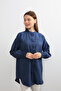 Navy Blue Tunic - Sleeve Quilted Design