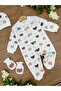 Organic Cotton 3-Piece Baby Rompers Set with Gloves, Hat and Booties Bears - 3