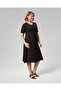 Women's Short Sleeve Wide Black Dress - 3