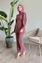 Sleeve Pearl Waist Gathered Dusty Rose Set