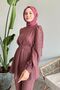 Sleeve Pearl Waist Gathered Dusty Rose Set - 3