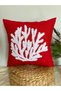 Punch punch Cushion Cover , coral pattern, bohemian design, handmade, handcrafted, red color, 43x43 cm. - 6